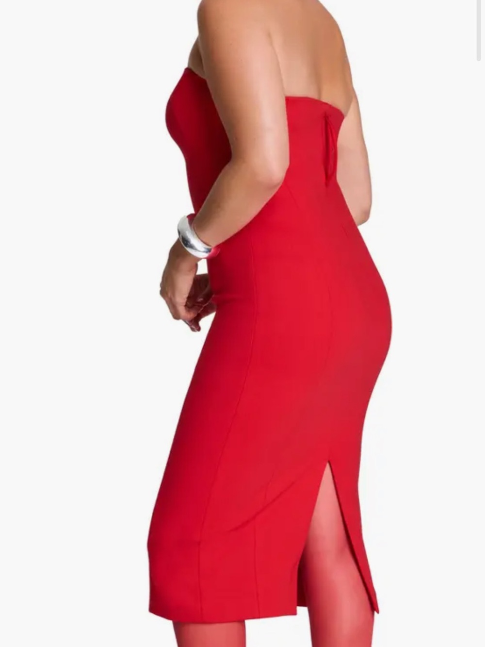 Spanx Large Regular Dress Strapless Ponte Midi Bustier in Spanx Red NWT - Picture 3 of 12